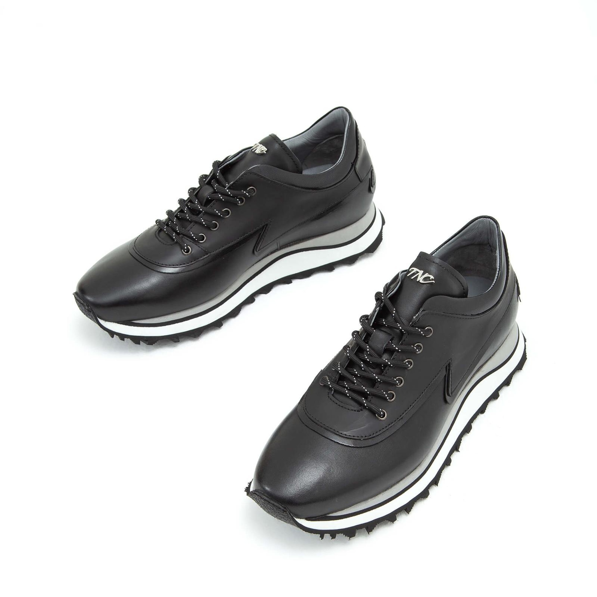 Tamer Tanca Erkek Hakiki Deri Siyah Sneakers & Spor Ayakkabı