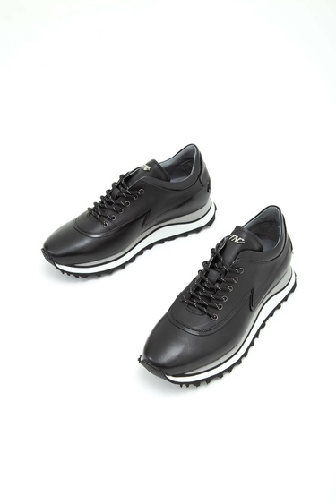  Tamer Tanca Erkek Hakiki Deri Siyah Sneakers & Spor Ayakkabı