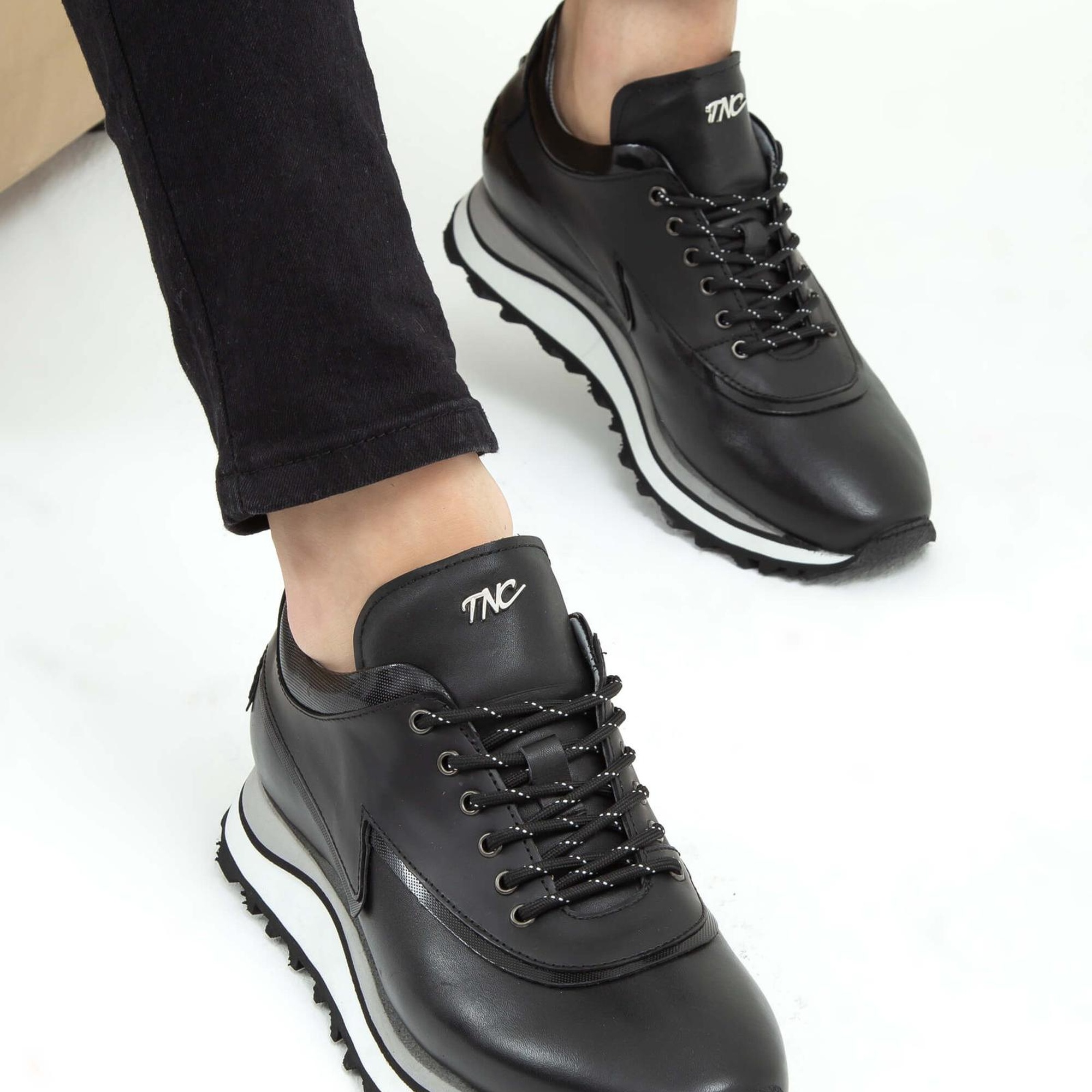 Tamer Tanca Erkek Hakiki Deri Siyah Sneakers & Spor Ayakkabı