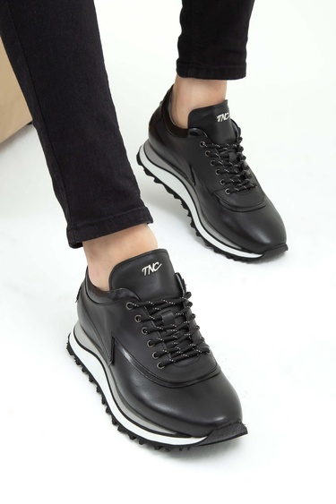  Tamer Tanca Erkek Hakiki Deri Siyah Sneakers & Spor Ayakkabı