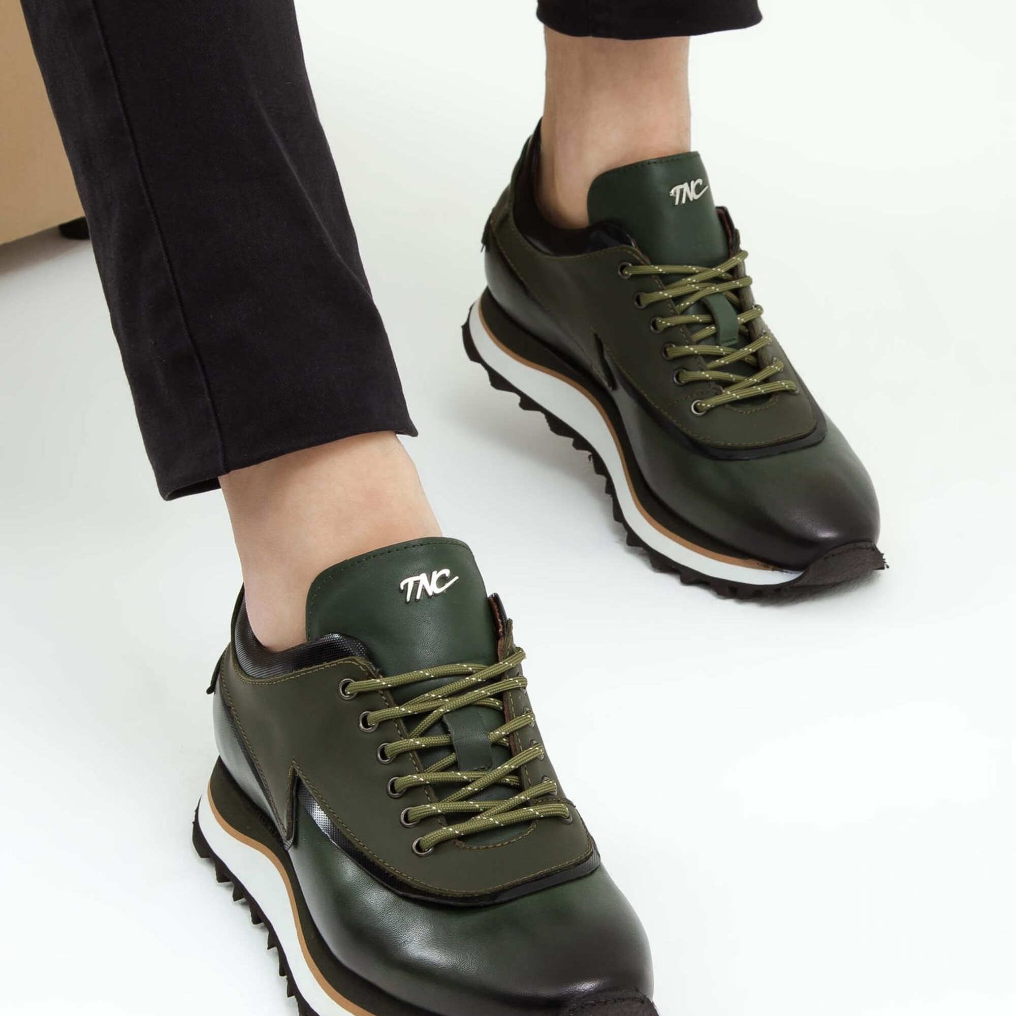 Tamer Tanca Erkek Hakiki Deri Haki Sneakers & Spor Ayakkabı