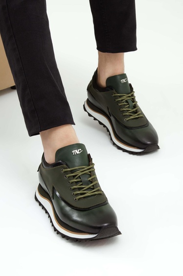  Tamer Tanca Erkek Hakiki Deri Haki Sneakers & Spor Ayakkabı
