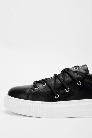  Tamer Tanca Erkek Hakiki Deri Siyah Sneakers & Spor Ayakkabı