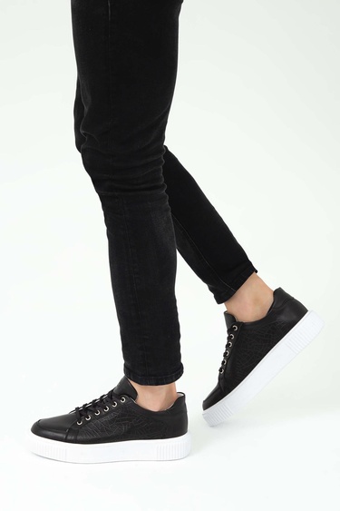  Tamer Tanca Erkek Hakiki Deri Siyah Deri Sneakers & Spor Ayakkabı