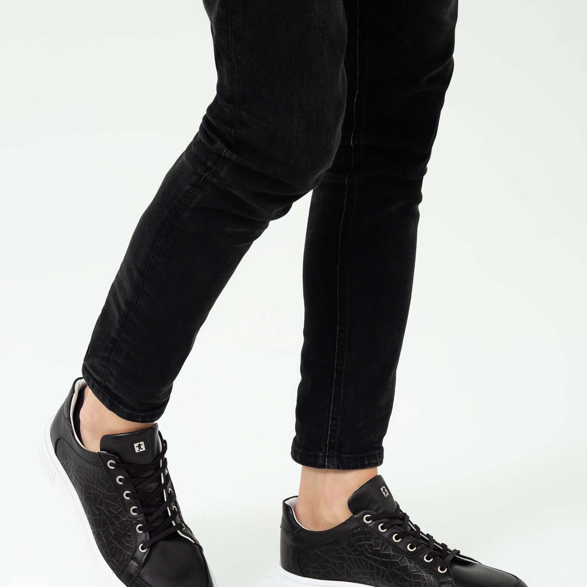 Tamer Tanca Erkek Hakiki Deri Siyah Deri Sneakers & Spor Ayakkabı