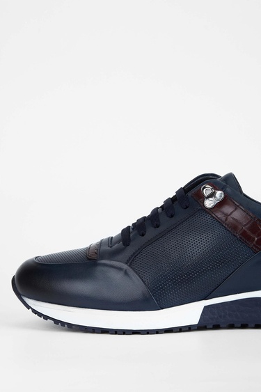  Tamer Tanca Erkek Hakiki Deri Lacivert Sneakers & Spor Ayakkabı
