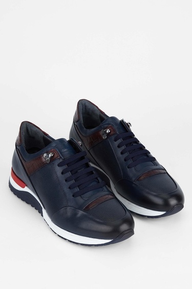  Tamer Tanca Erkek Hakiki Deri Lacivert Sneakers & Spor Ayakkabı