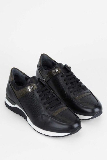  Tamer Tanca Erkek Hakiki Deri Siyah Sneakers & Spor Ayakkabı