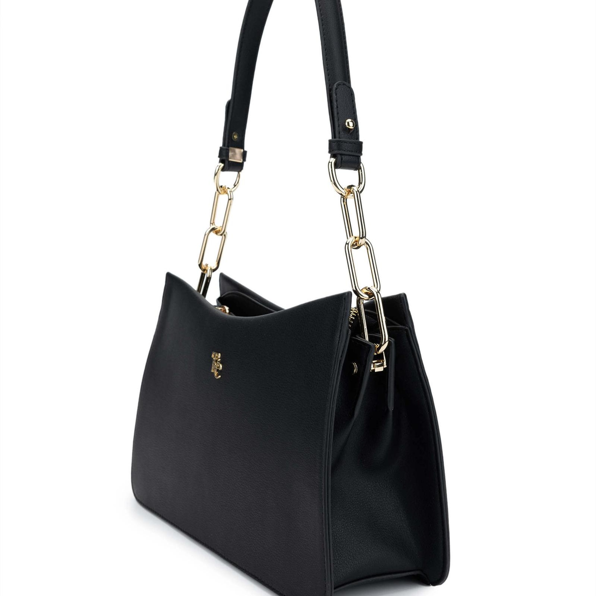 Tamer Tanca Kadın Vegan Siyah Deri Omuz Çanta