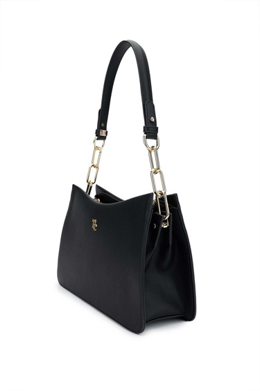  Tamer Tanca Kadın Vegan Siyah Deri Omuz Çanta