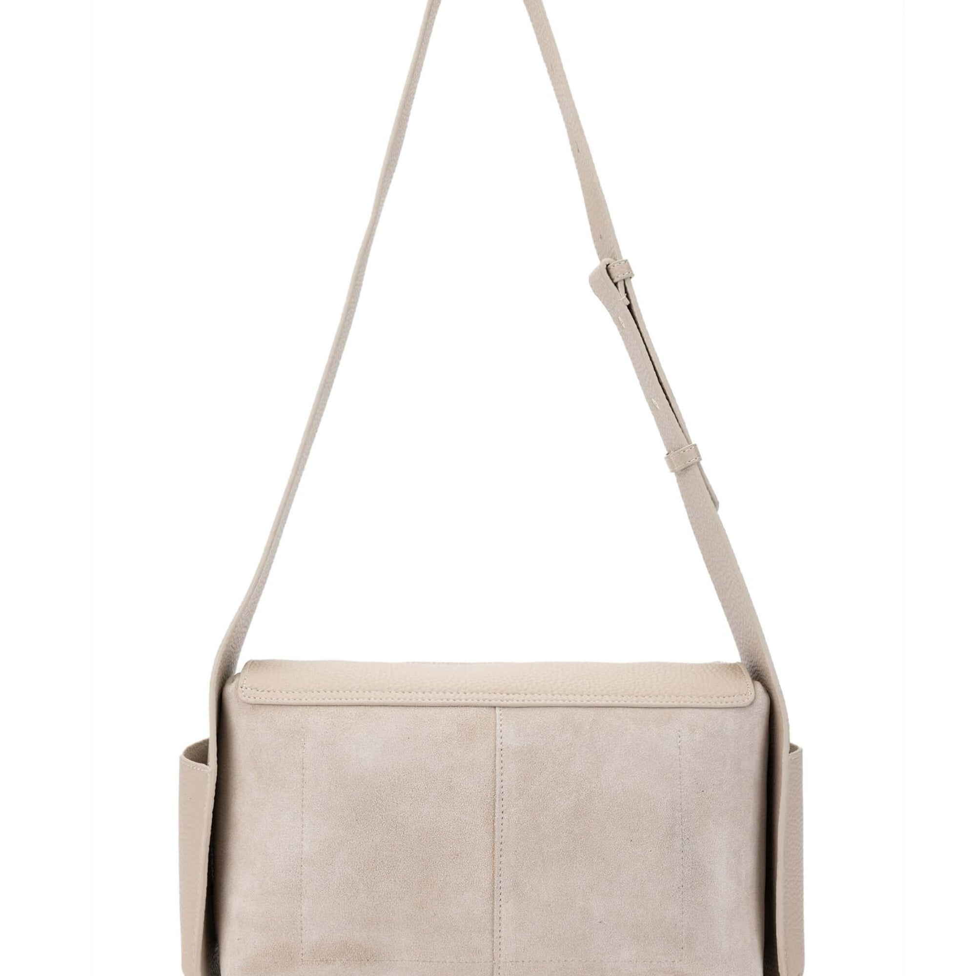 Tamer Tanca Kadın Deri/Vegan Bej Süet Omuz Çanta