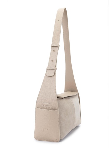  Tamer Tanca Kadın Deri/Vegan Bej Süet Omuz Çanta