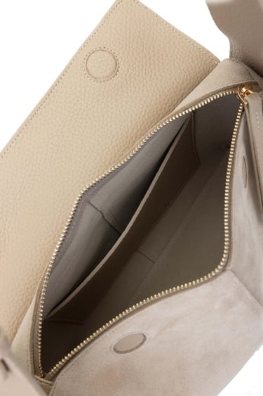  Tamer Tanca Kadın Deri/Vegan Bej Süet Omuz Çanta