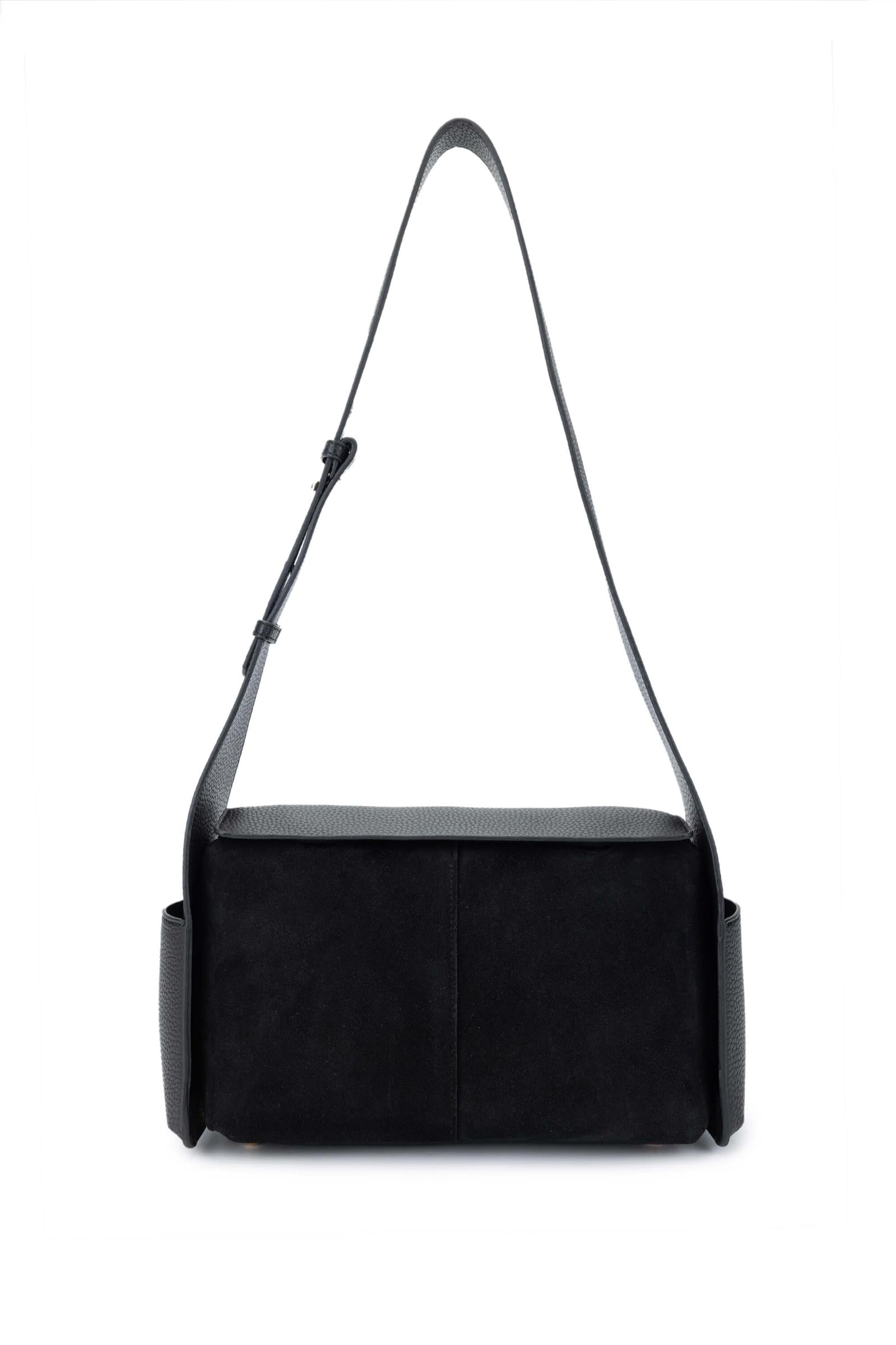  Tamer Tanca Kadın Deri/Vegan Siyah Süet Omuz Çanta