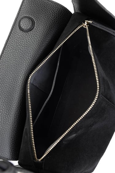  Tamer Tanca Kadın Deri/Vegan Siyah Süet Omuz Çanta