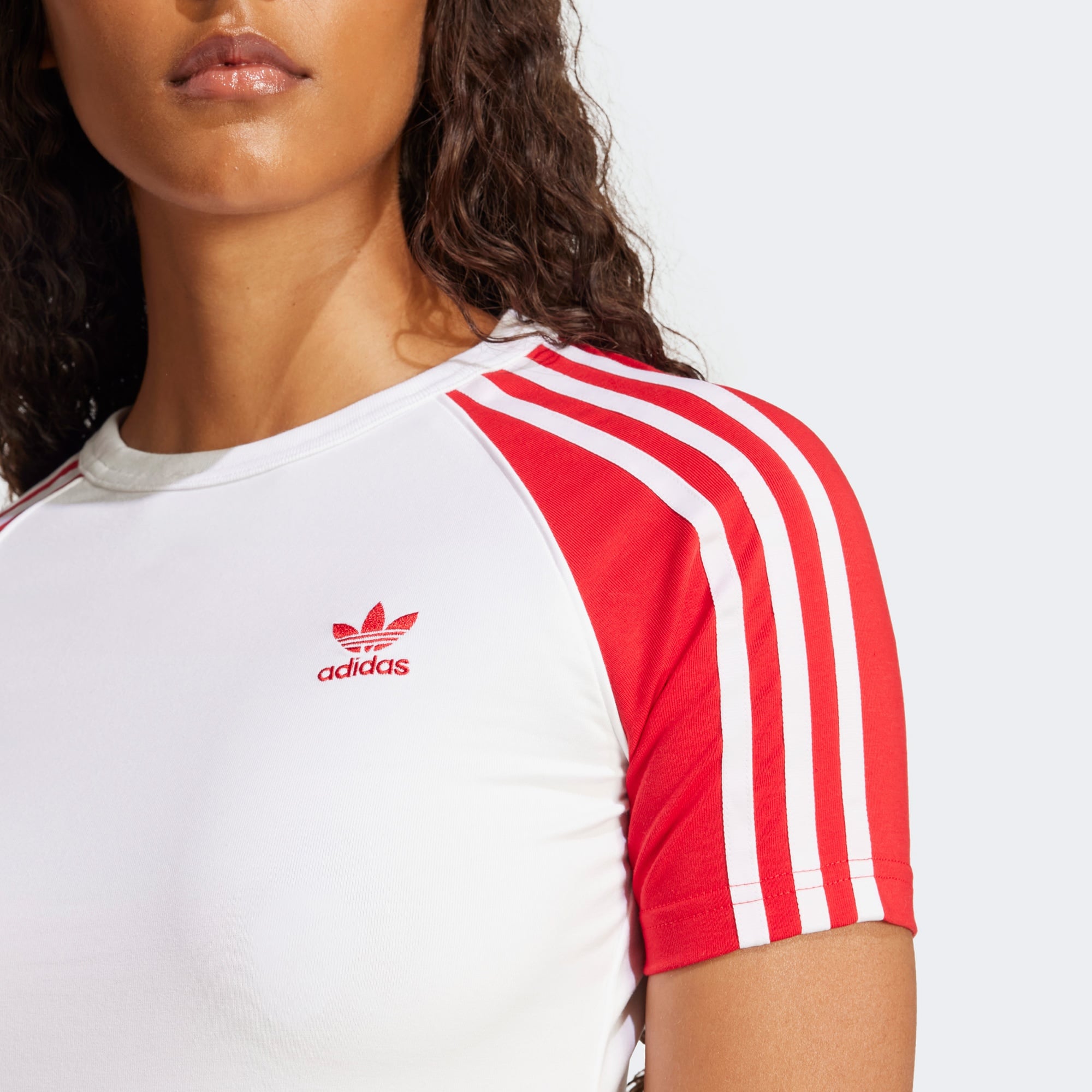 adidas Adicolor 3 Stripe Raglan Kadın Beyaz T-Shirt