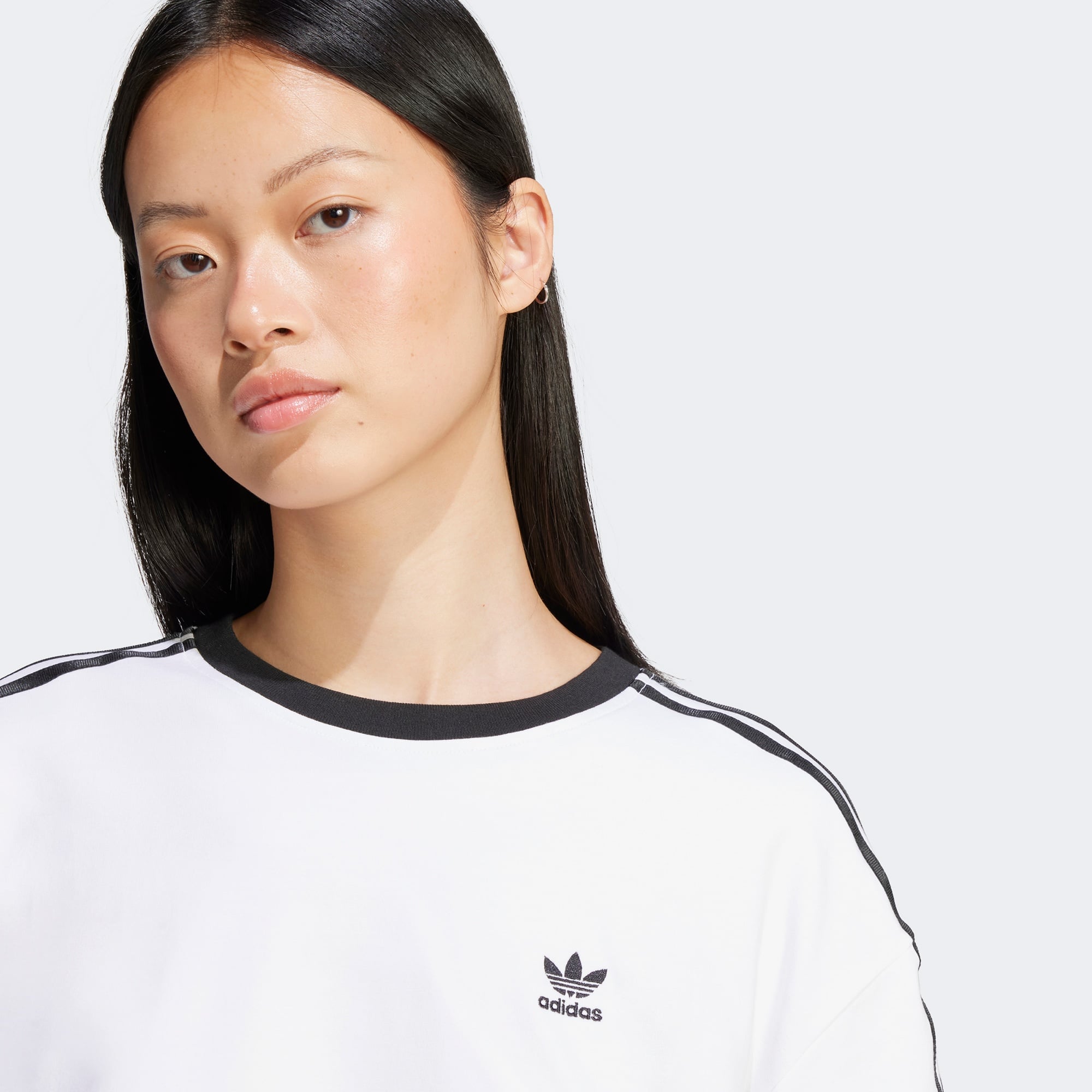 adidas Adicolor 3 Stripes Kadın Beyaz Crop T-Shirt