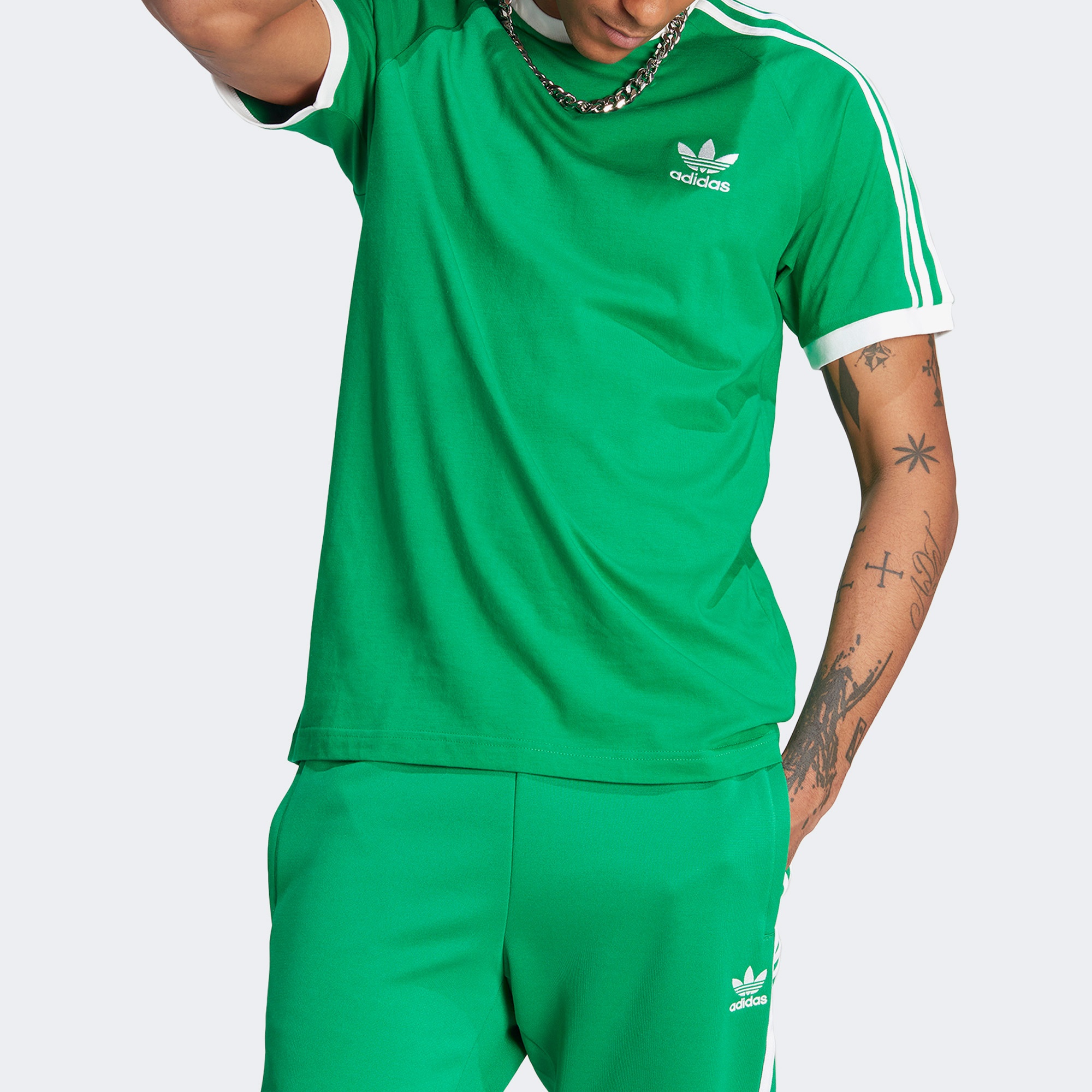 adidas Adicolor Classic 3-Stripes Erkek Yeşil T-Shirt