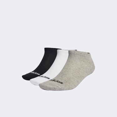  adidas Thin Linear Bileksiz 3'lü Unisex Gri Çorap