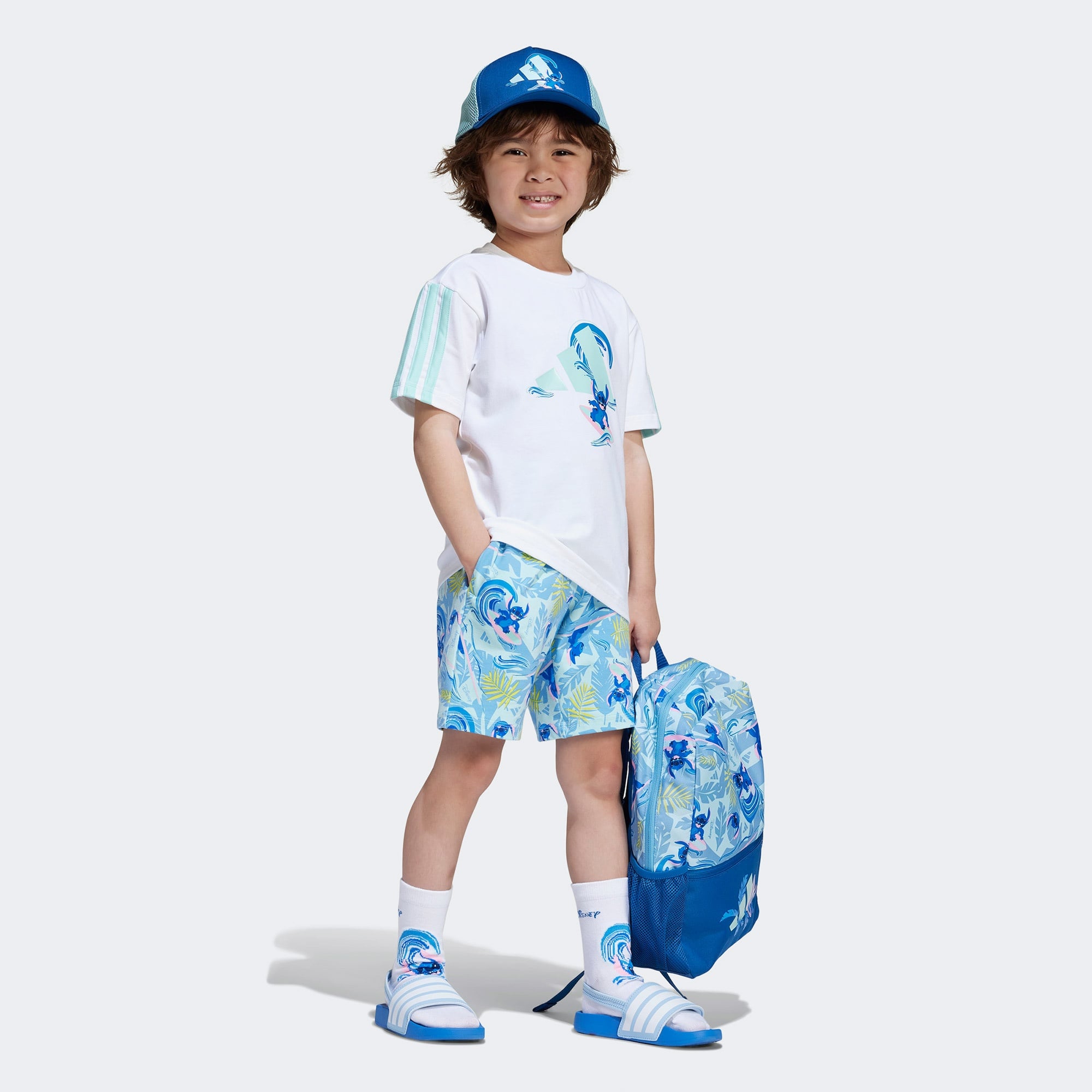 adidas Disney Lilo&Stich Çocuk Beyaz/Mavi Şort Takımı
