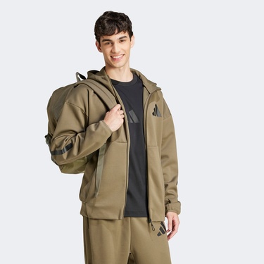  adidas Z.N.E. Full Zip Erkek Yeşil Eşofman Üstü