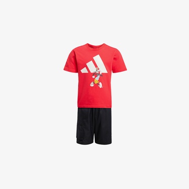  adidas Disney Goofie Çocuk Kırmızı/Siyah Şort Takımı