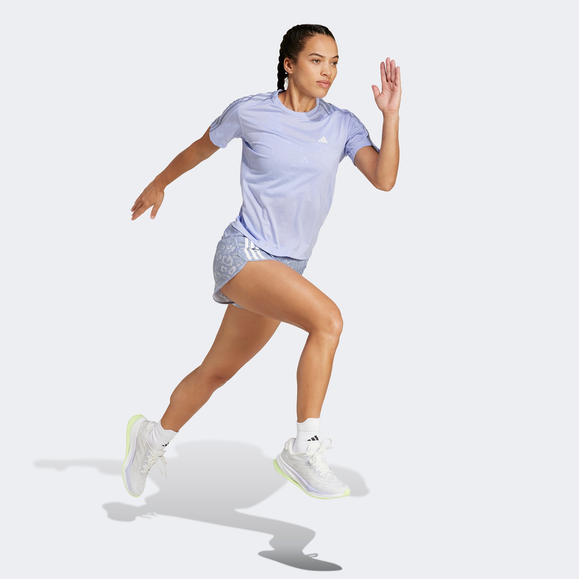 adidas Own The Run Climacool 3 Stripes Kadın Gri Koşu Şortu