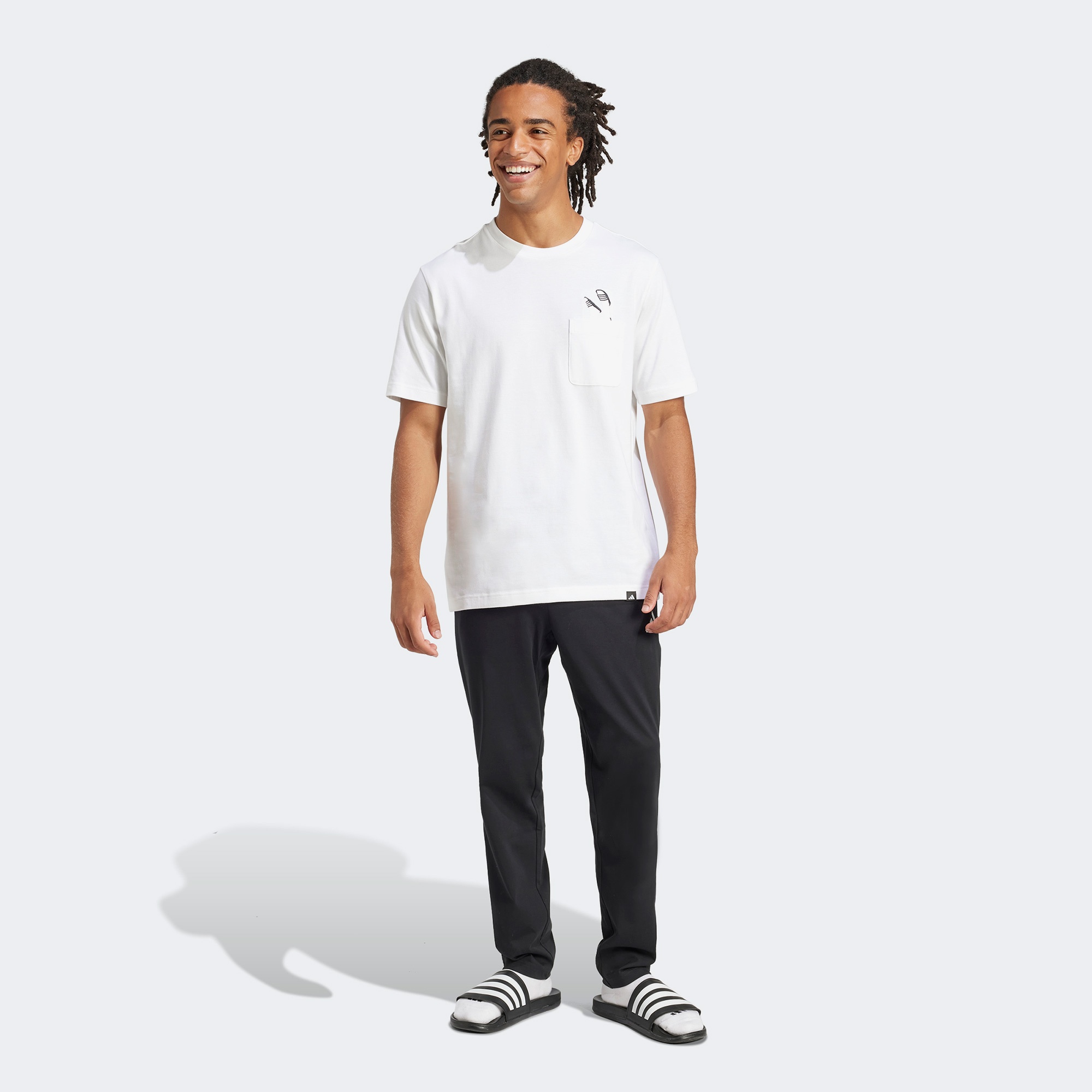 adidas Lounge Slides Graphic Erkek Beyaz T-Shirt