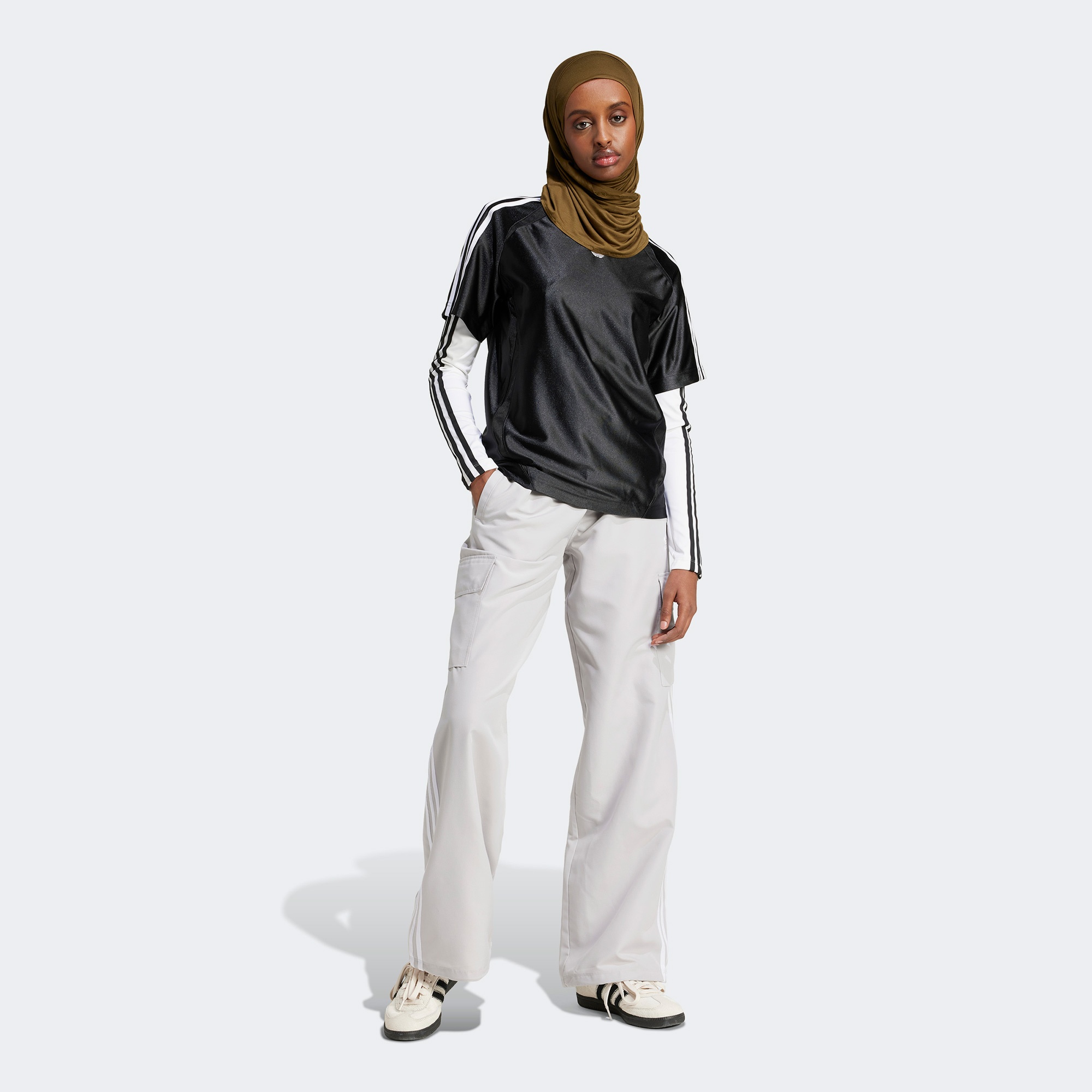 adidas Adicolor 3 Stripe Cargo Kadın Gri Eşofman Altı