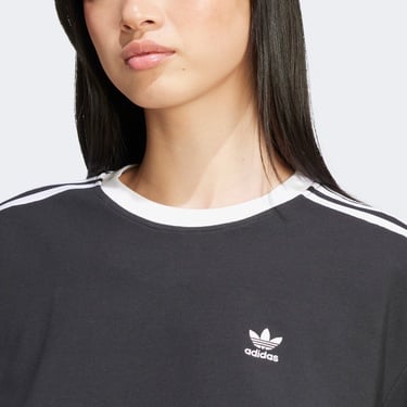  adidas Adicolor 3 Stripes Kadın Siyah Crop T-Shirt