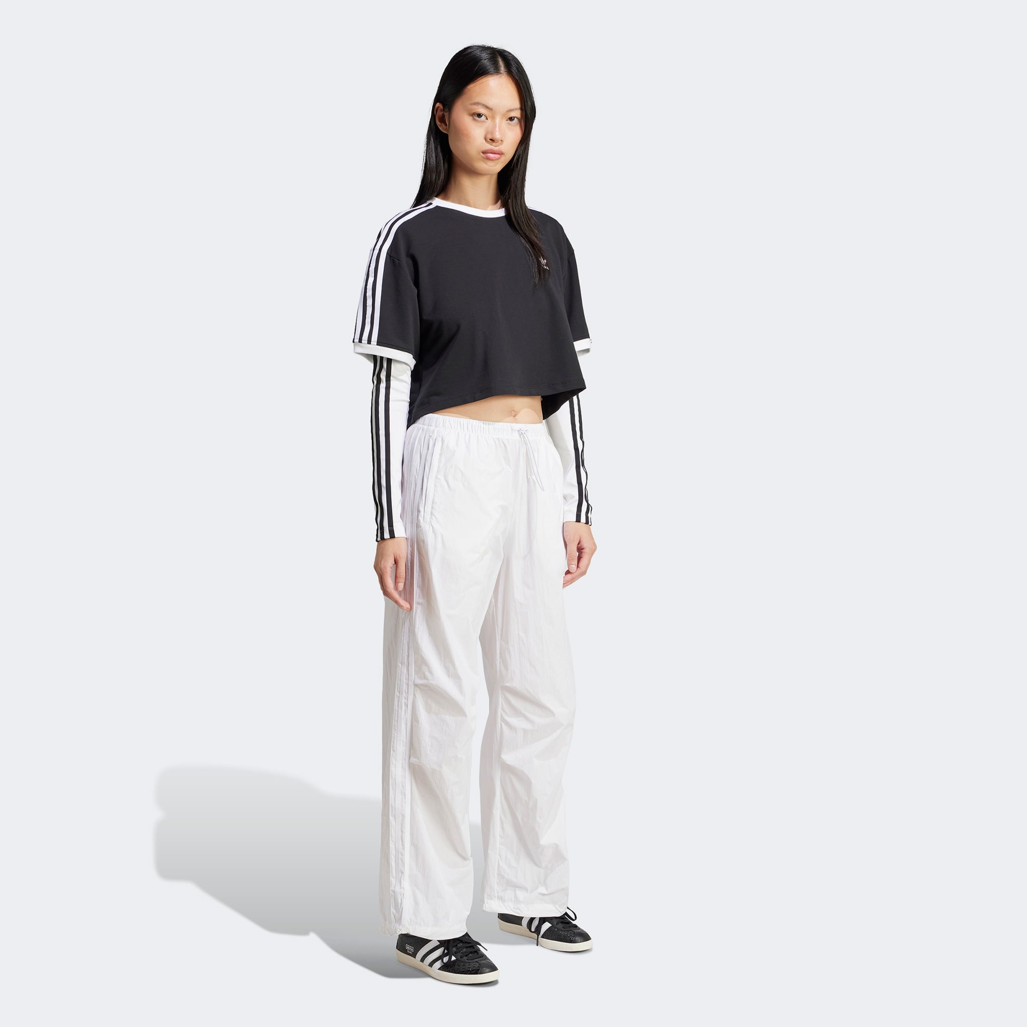  adidas Adicolor 3 Stripes Kadın Siyah Crop T-Shirt