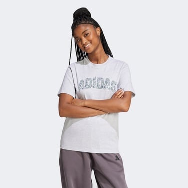  adidas Tech Illusrate Graphic Kadın Gri T-Shirt