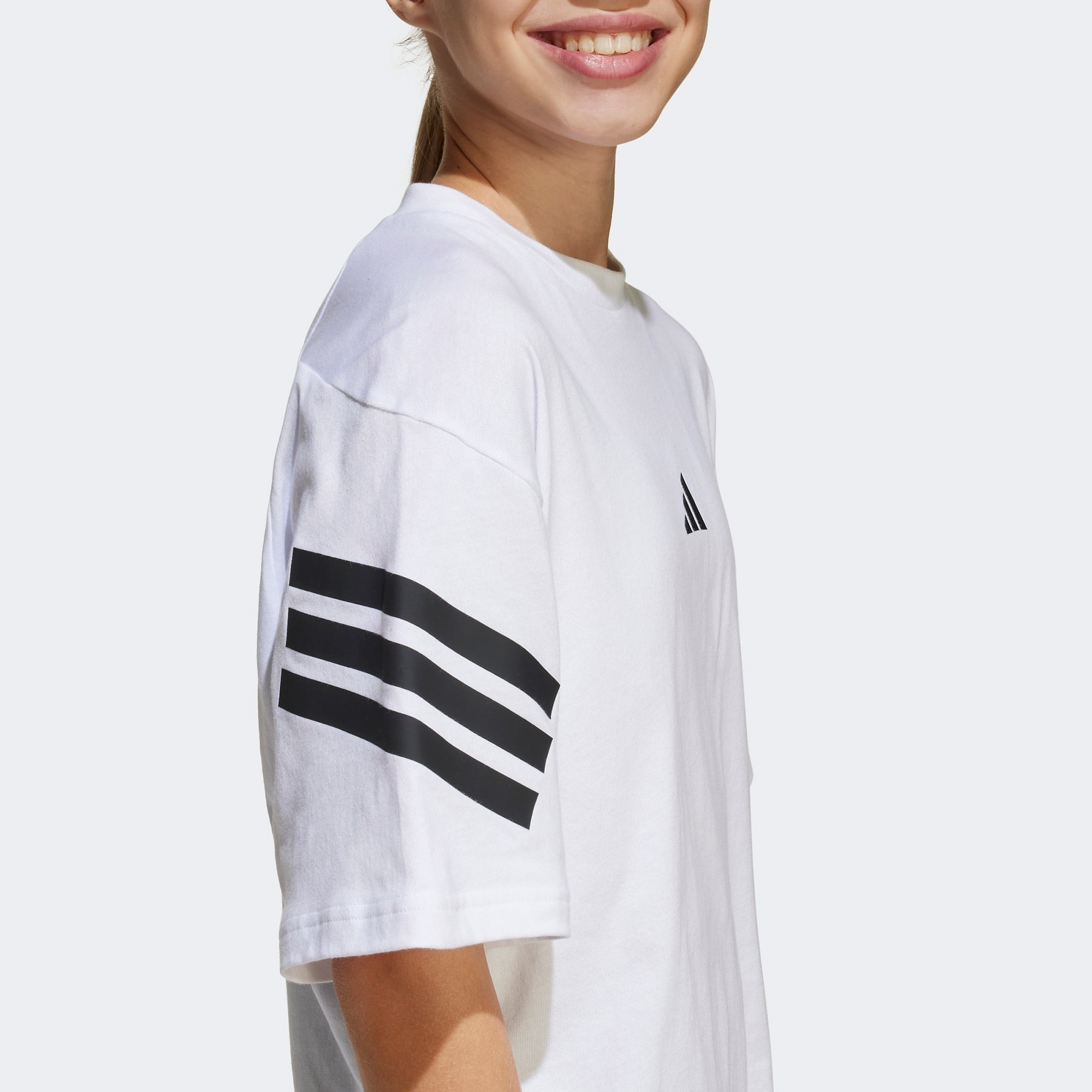 adidas Future Icons 3-Stripes Genç Çocuk Beyaz T-Shirt