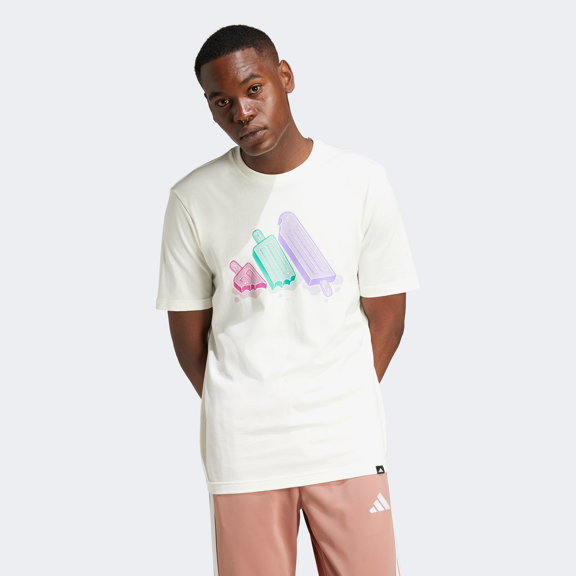 adidas Lounge Ice Graphic Erkek Beyaz T-Shirt
