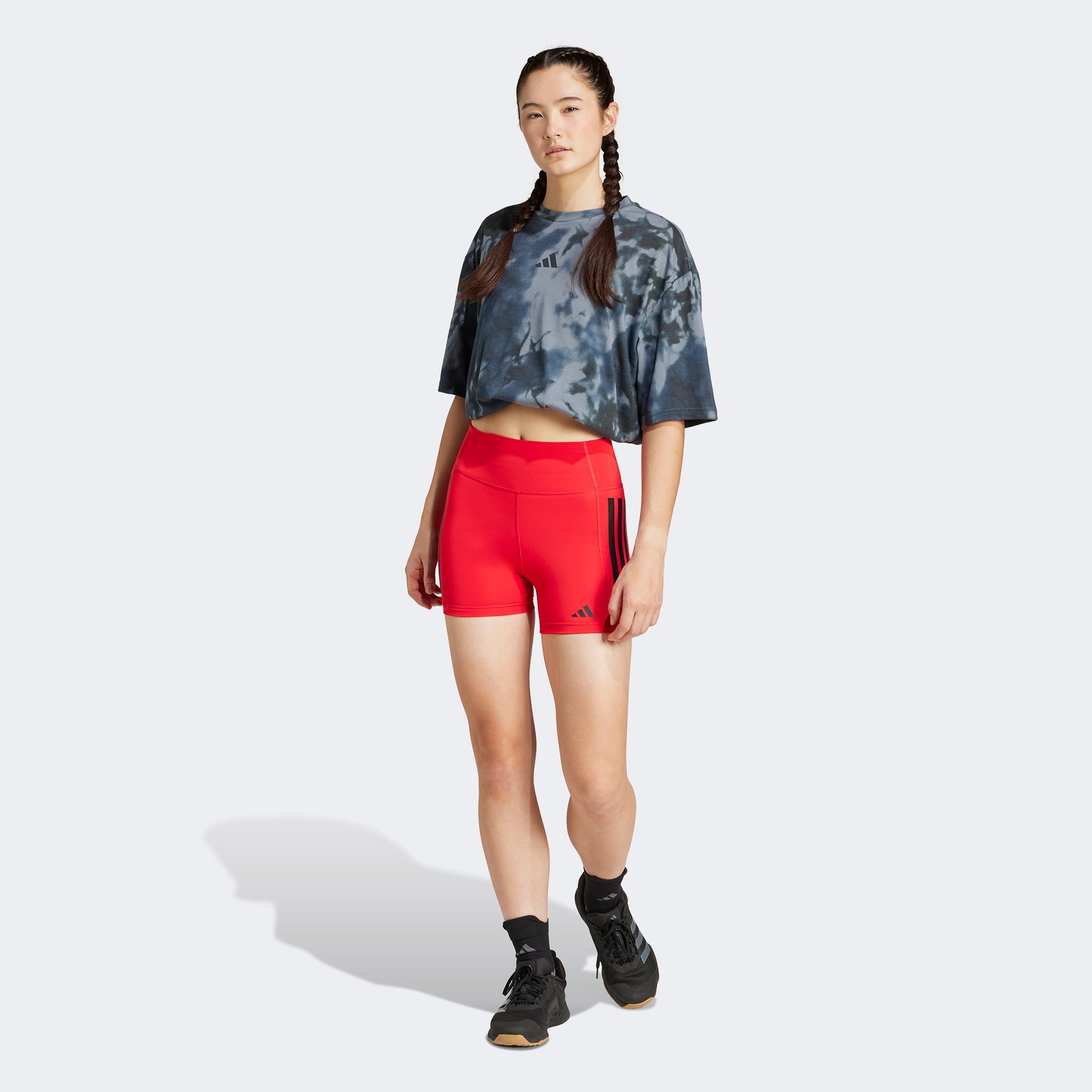 adidas Optime 3 Stripes 1/4 Kadın Kırmızı Antrenman Şort