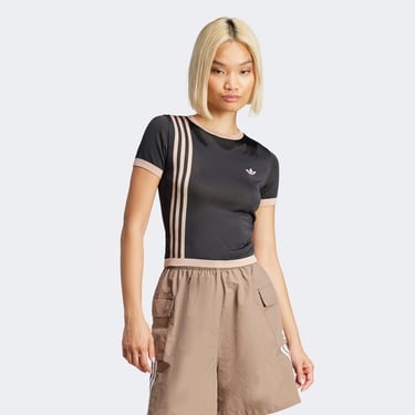  adidas Knitted 3-Stripe Kadın Siyah T-Shirt