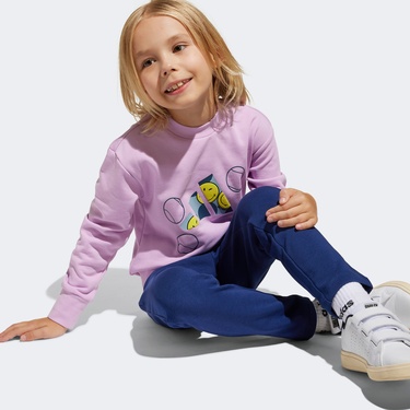 adidas x Smileyworld Çocuk Mor Eşofman Takımı