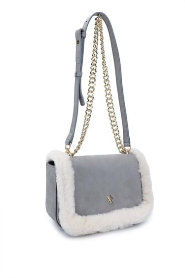  Tamer Tanca Kadın Hakiki Deri Gri Nubuk Omuz Çanta