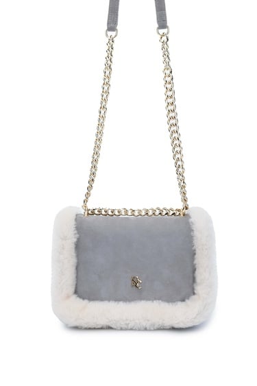  Tamer Tanca Kadın Hakiki Deri Gri Nubuk Omuz Çanta