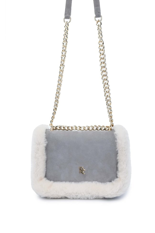  Tamer Tanca Kadın Hakiki Deri Gri Nubuk Omuz Çanta