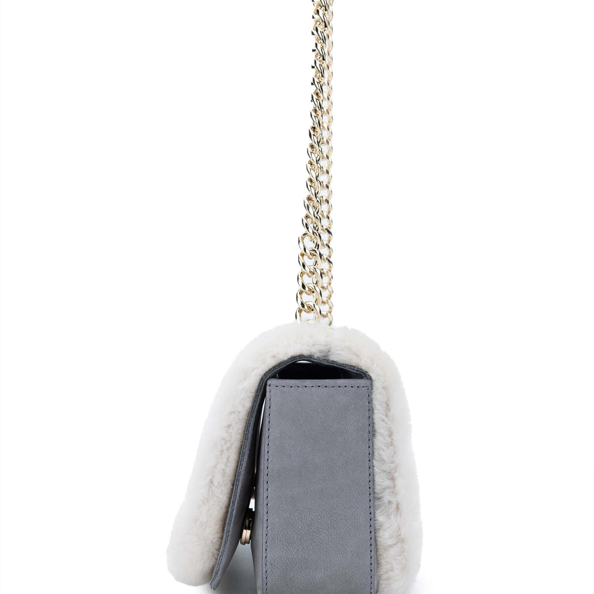 Tamer Tanca Kadın Hakiki Deri Gri Nubuk Omuz Çanta