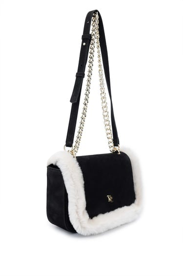  Tamer Tanca Kadın Hakiki Deri Siyah Nubuk Omuz Çanta