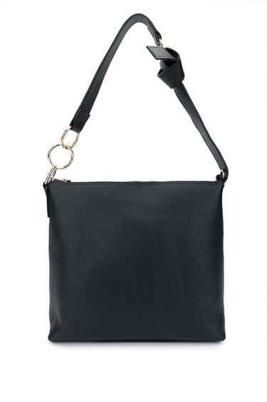  Tamer Tanca Kadın Hakiki Deri Siyah Floter Omuz Çanta
