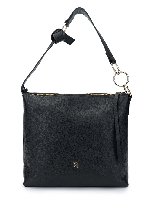  Tamer Tanca Kadın Hakiki Deri Siyah Floter Omuz Çanta