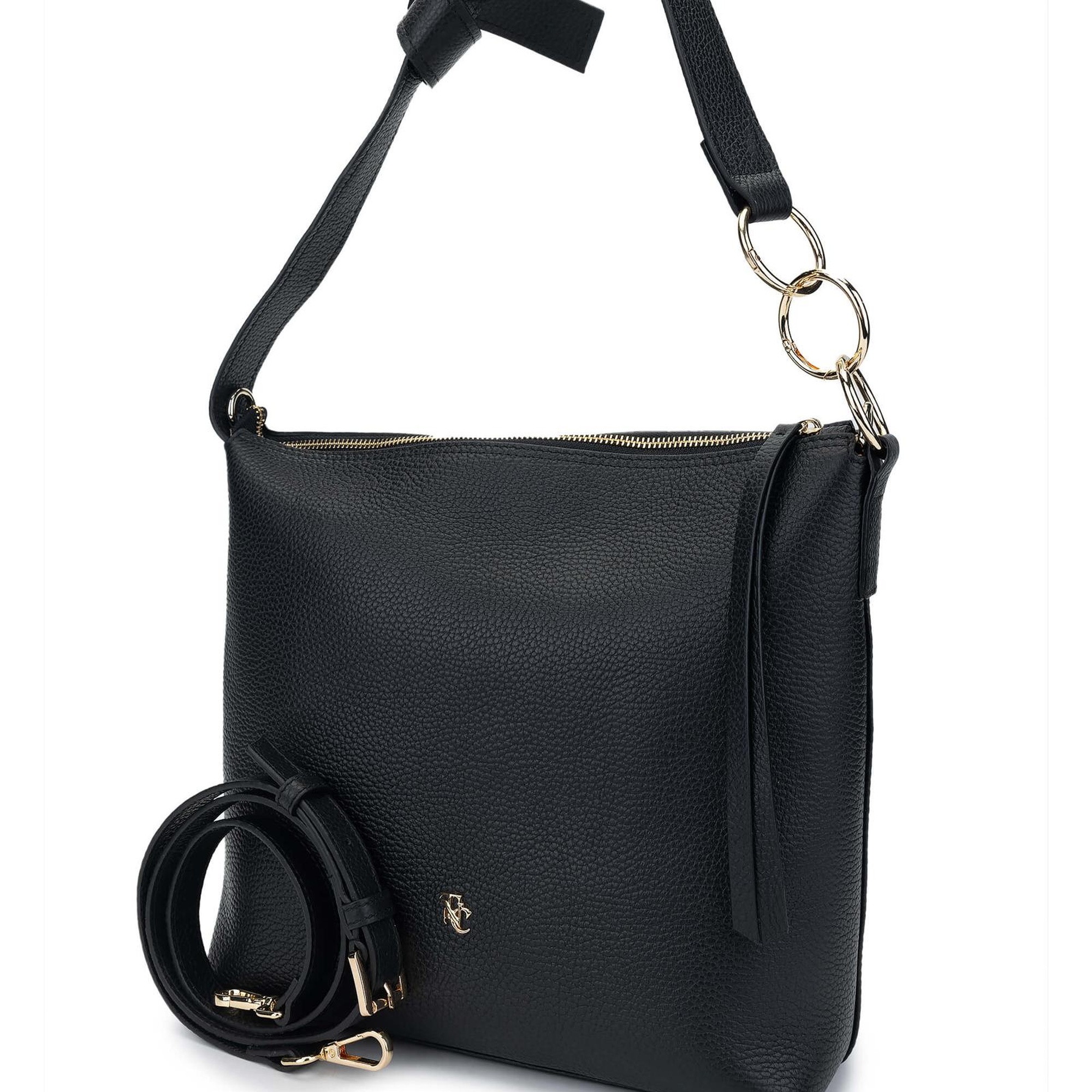 Tamer Tanca Kadın Hakiki Deri Siyah Floter Omuz Çanta