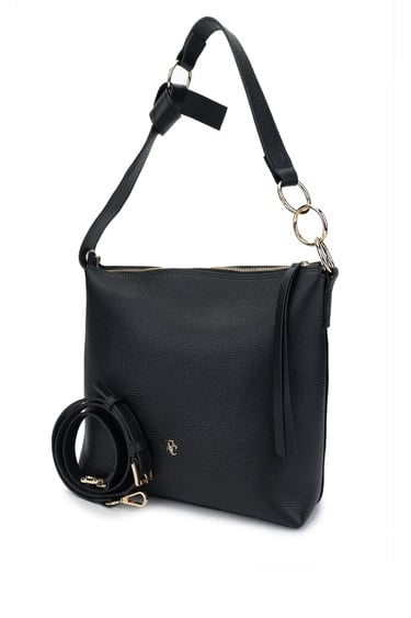  Tamer Tanca Kadın Hakiki Deri Siyah Floter Omuz Çanta