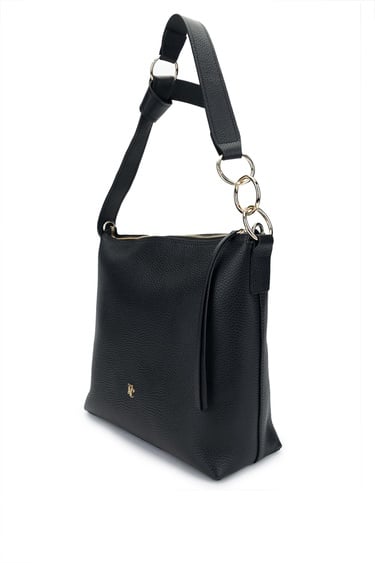  Tamer Tanca Kadın Hakiki Deri Siyah Floter Omuz Çanta