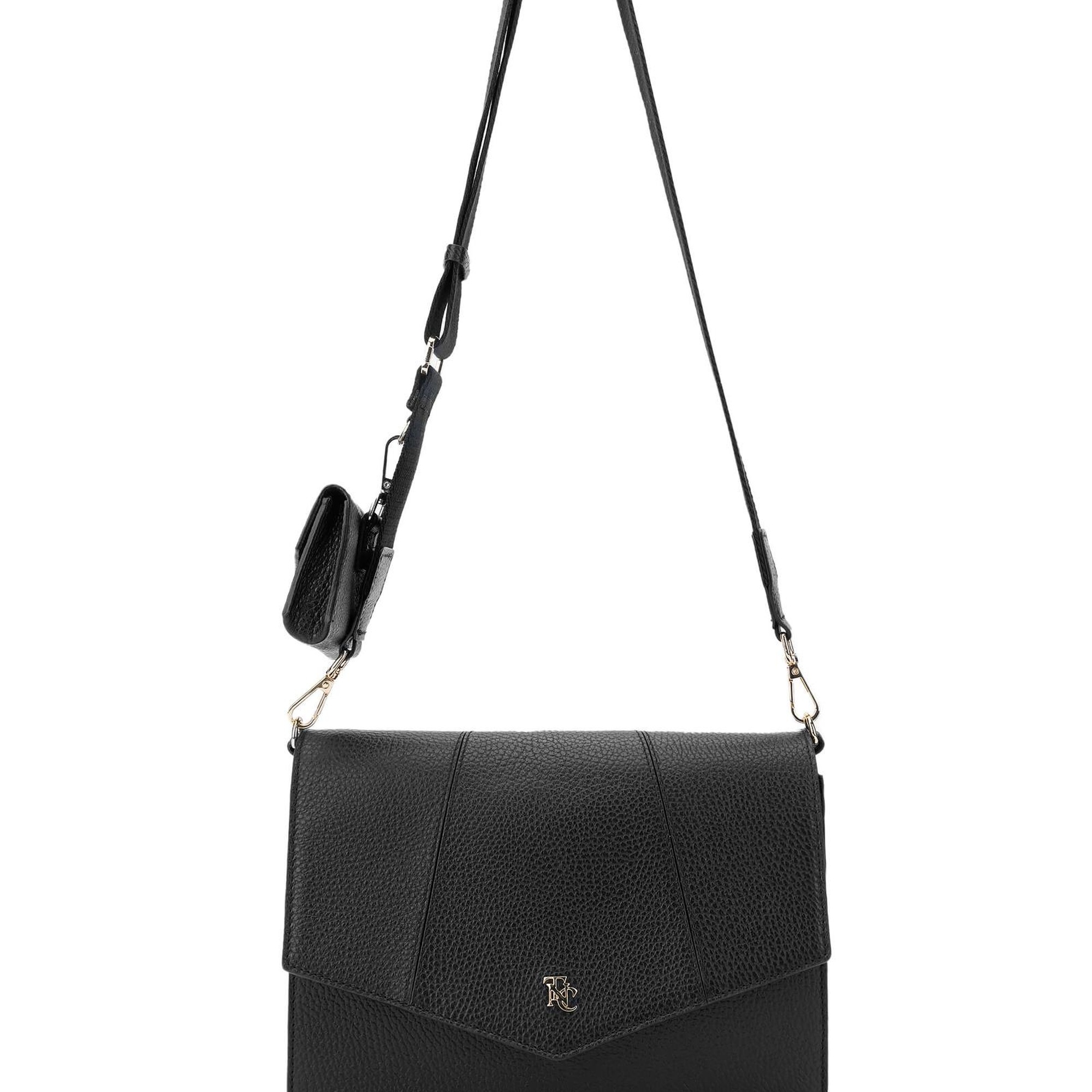 Tamer Tanca Kadın Hakiki Deri Siyah Floter Omuz Çanta