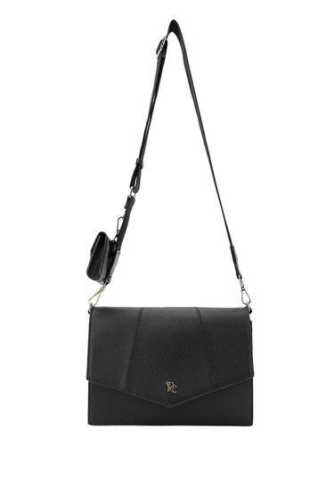  Tamer Tanca Kadın Hakiki Deri Siyah Floter Omuz Çanta