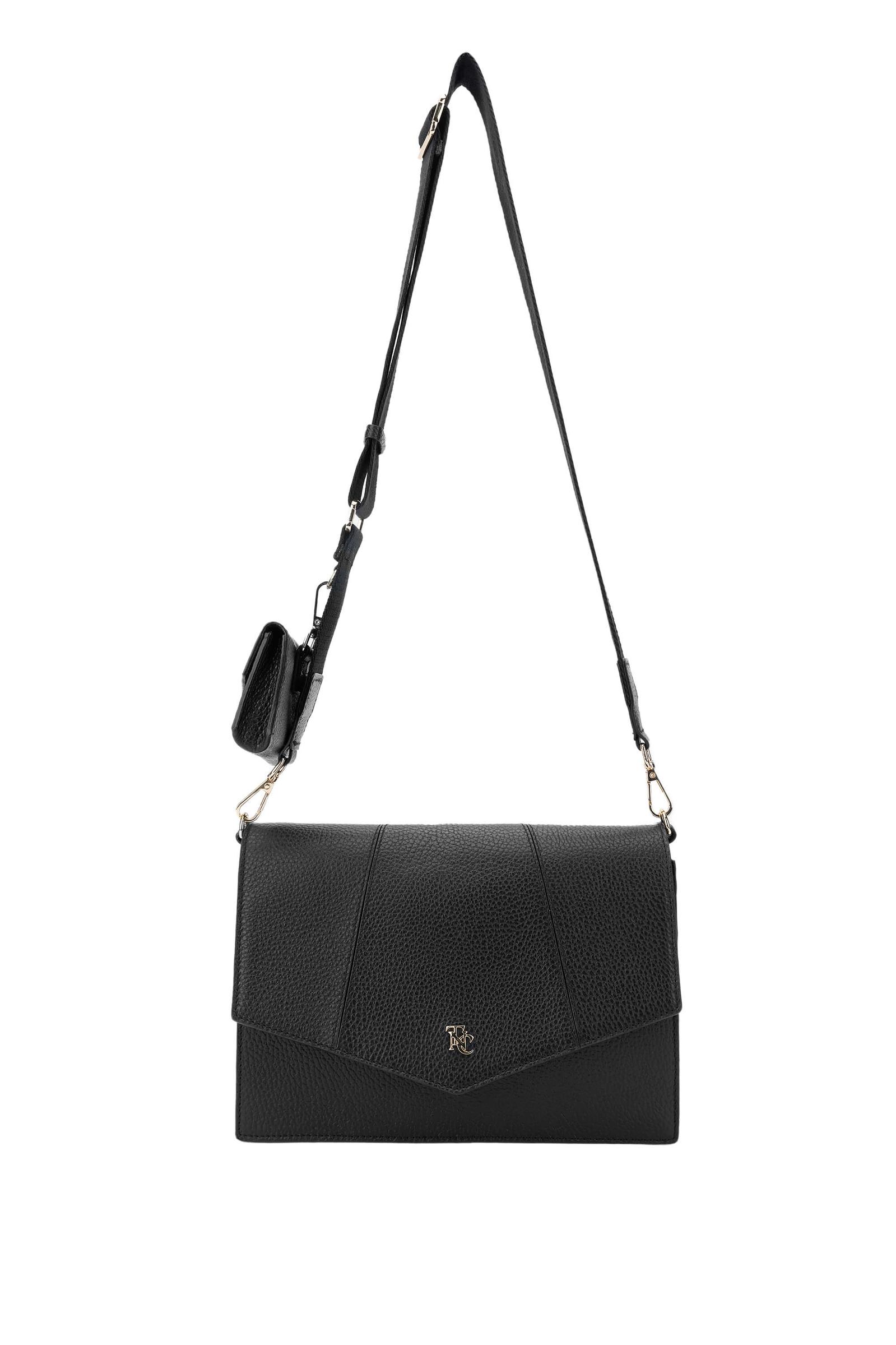  Tamer Tanca Kadın Hakiki Deri Siyah Floter Omuz Çanta